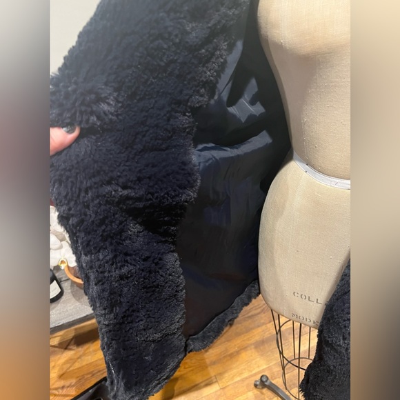 A/OK Faux Fur Coat Black Jacket Cozy Luxurious Glam Winter M/L - Picture 12 of 13